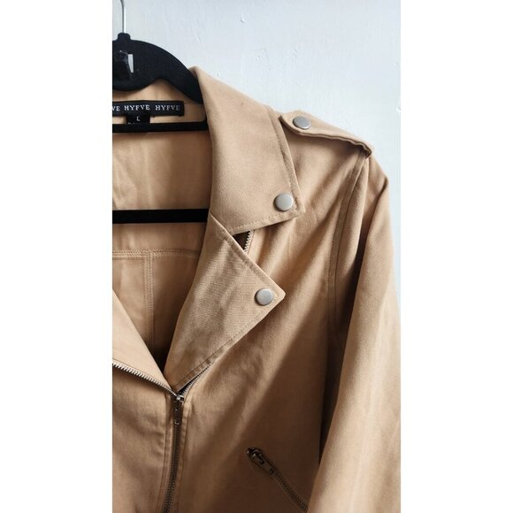 HYFVE Suede cropped full zip moto jacket women size L - Picture 5 of 8